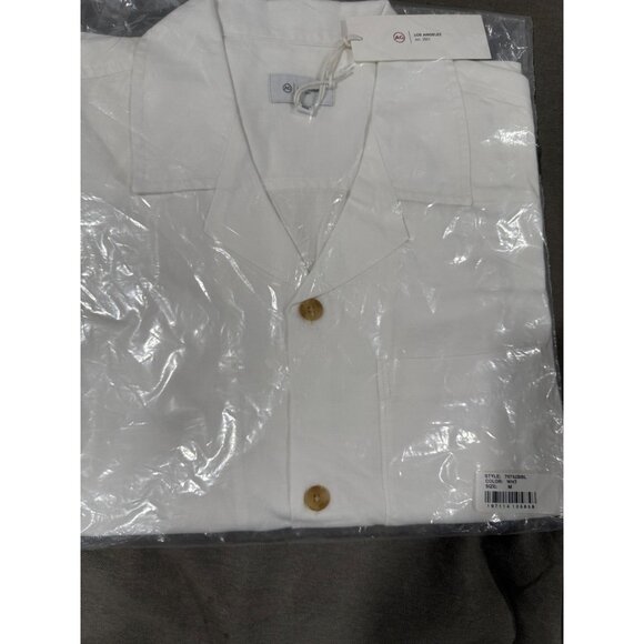 AG Los Angeles White Short-Sleeve Button-Up Shirt M 100% Cotton Made In India - Picture 4 of 7